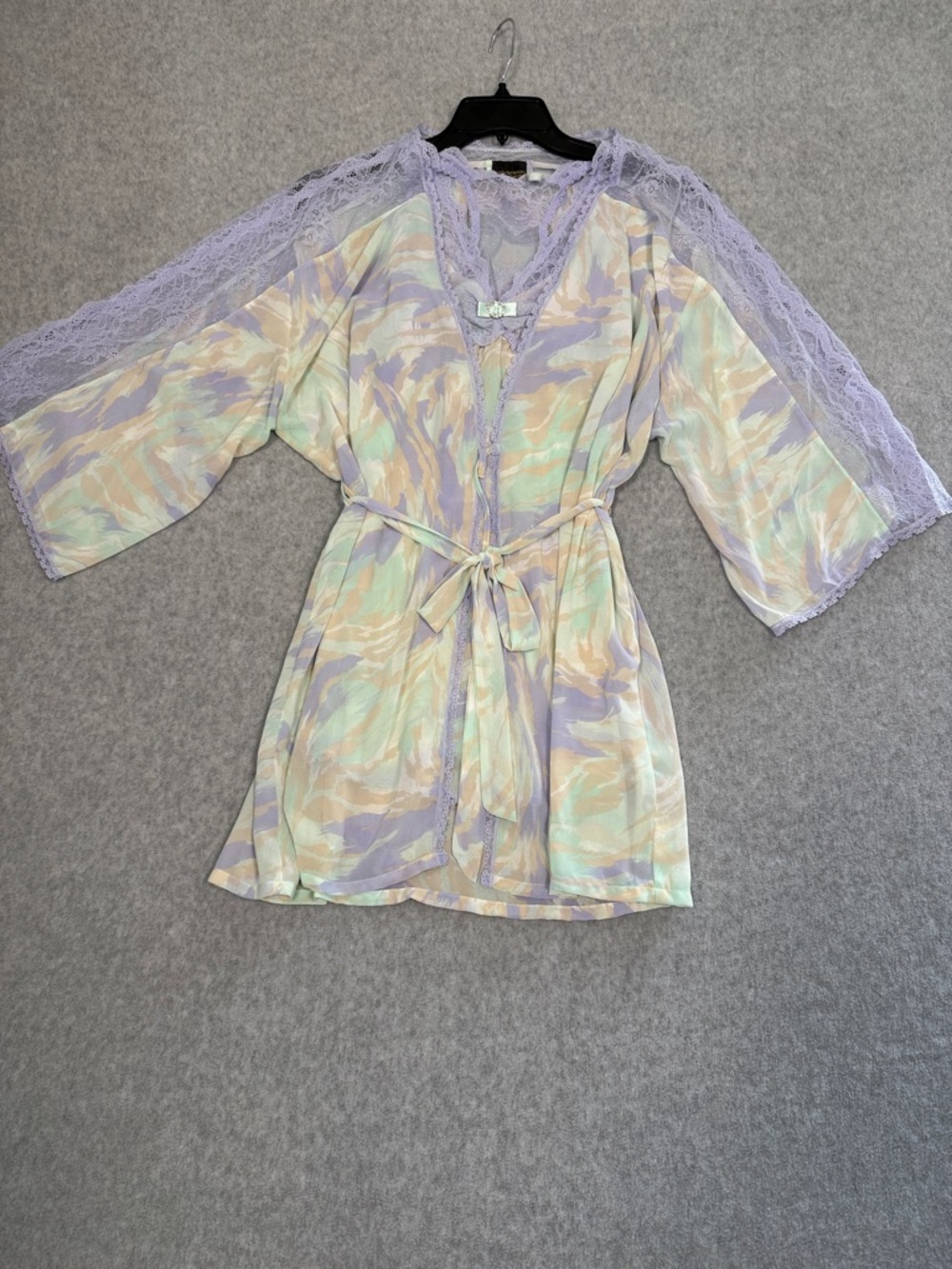 VTG Cinema Etolle Seductive Wear Pastel 3 pc Babydoll, Robe, Panty Sz M